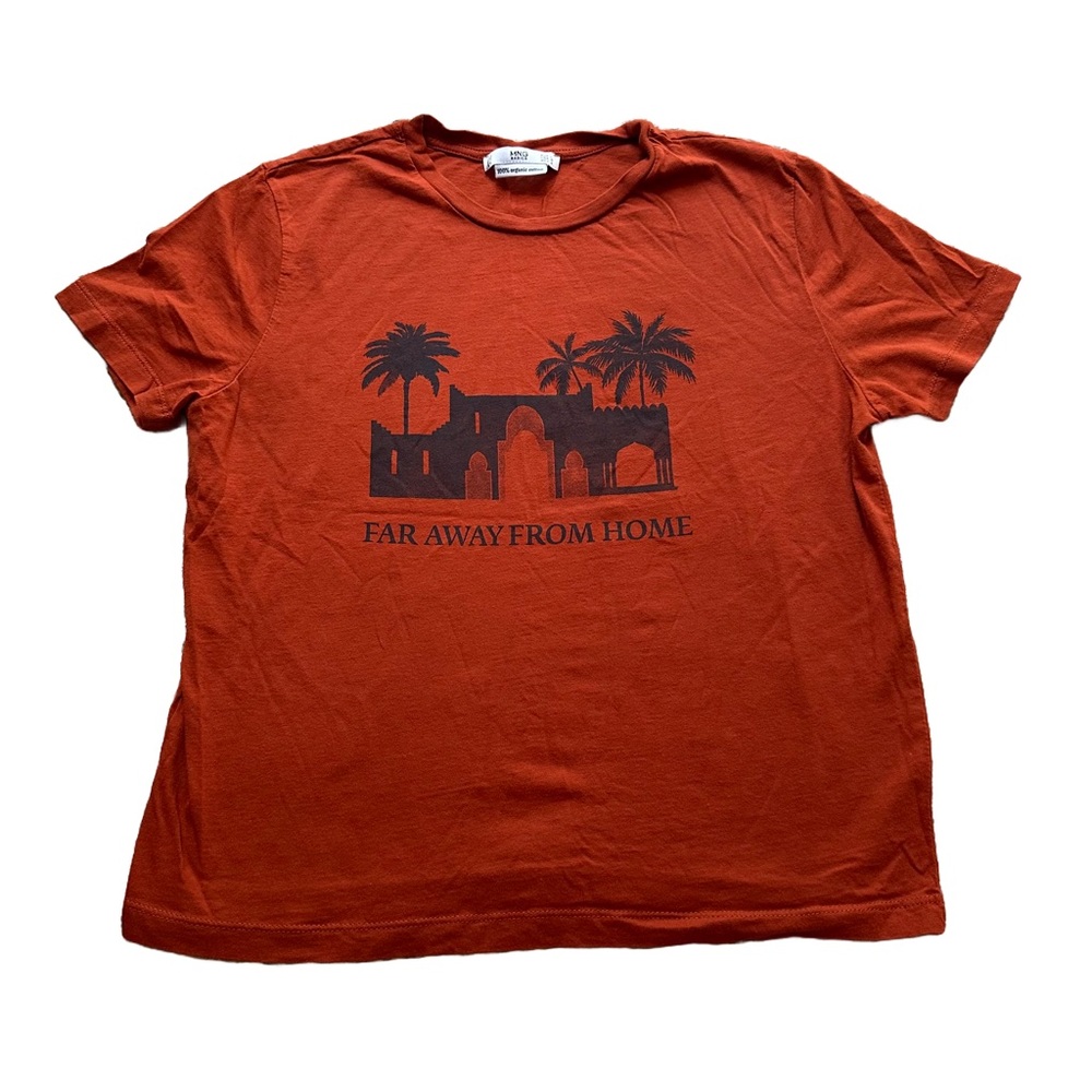 Mango Far Away From Home Graphic Tee Size M Organic Cotton T-Shirt